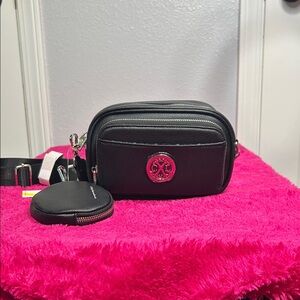 Christian Lacroix Black Crossbody Bag with round coin purse